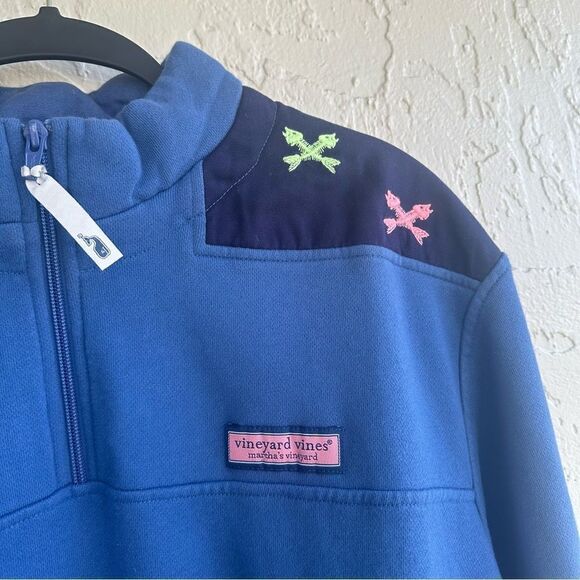VINEYARD VINES Hoodie Sweatshirt Men Large Shep 1/4 Zip Pocket Cozy Fish Bone - Picture 5 of 9